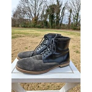Crevo Men's Neal Black Upper/ Gray Suede Lower Size 11.5 Zipper/Lace Boots